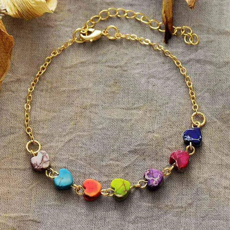 Heart Stone Bead Bracelet