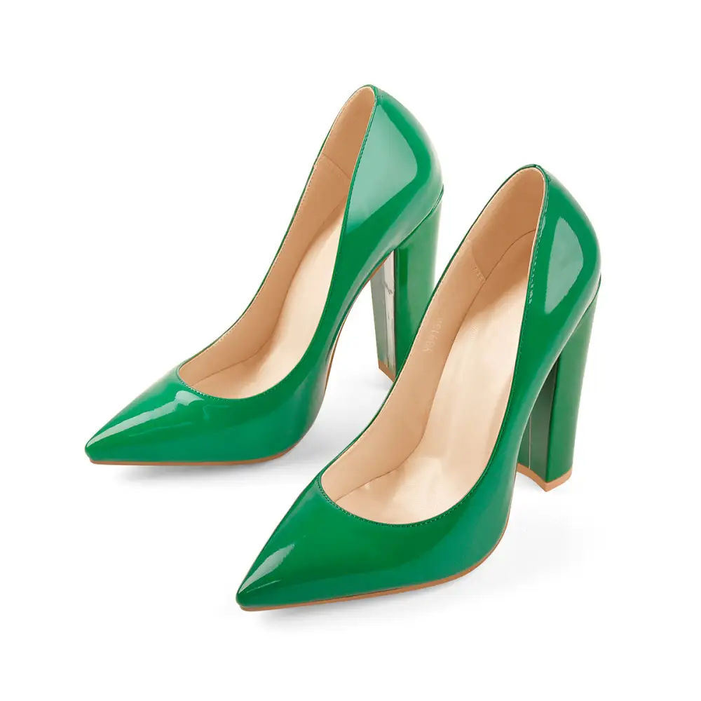 Elegant Pointed Toe Chunky Heel Pumps