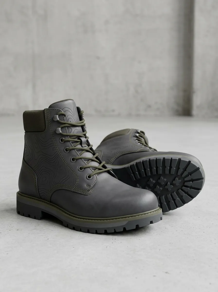 Unisex Distinctive Outdoor Enthusiast Topographic Map Print Work Boots