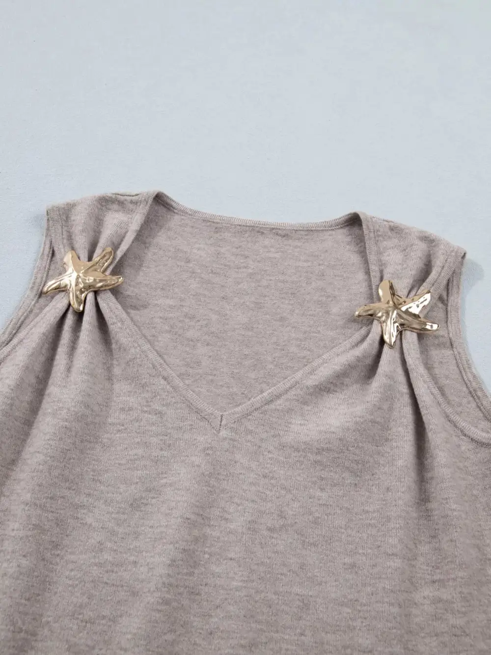 Refined Sweater-Knit Star-Detail Tank Top