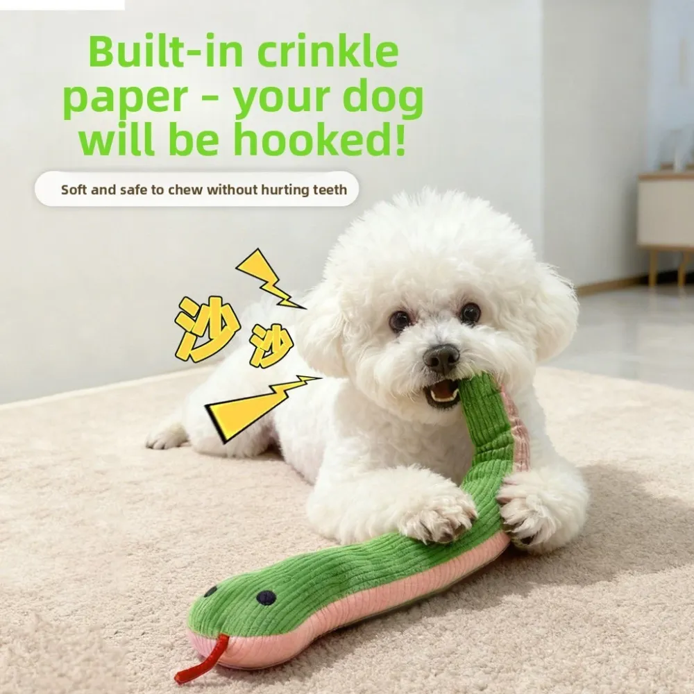 Squeaky Pet Toy Snake Dog Toy Wiggly Snake Chew Toy Teething & Boredom Relief for Small & Medium Dogs