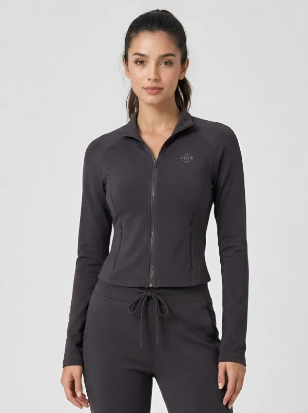 Women's Athletic Fitness Dark Green Zip-up Tracksuit Set