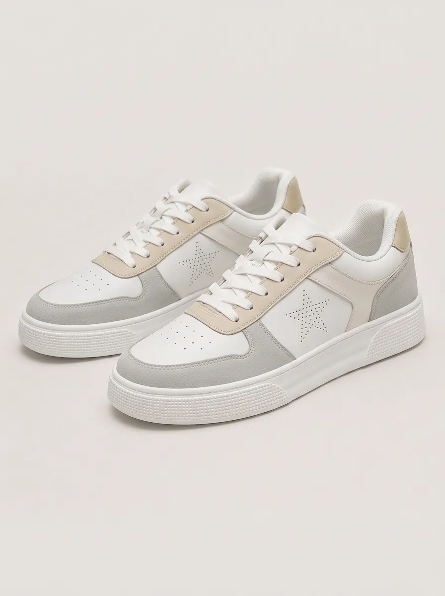 Men's Fresh Casual Star Perforated Pattern Patterned Dynamic Skate Shoes