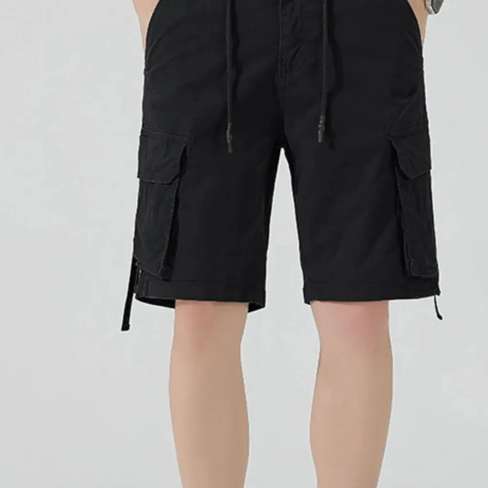 Relaxed Drawstring Pocket Detail Washed Cargo Shorts
