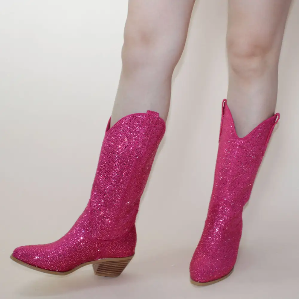 Rhinestone Mid-Calf Cowboy Boots