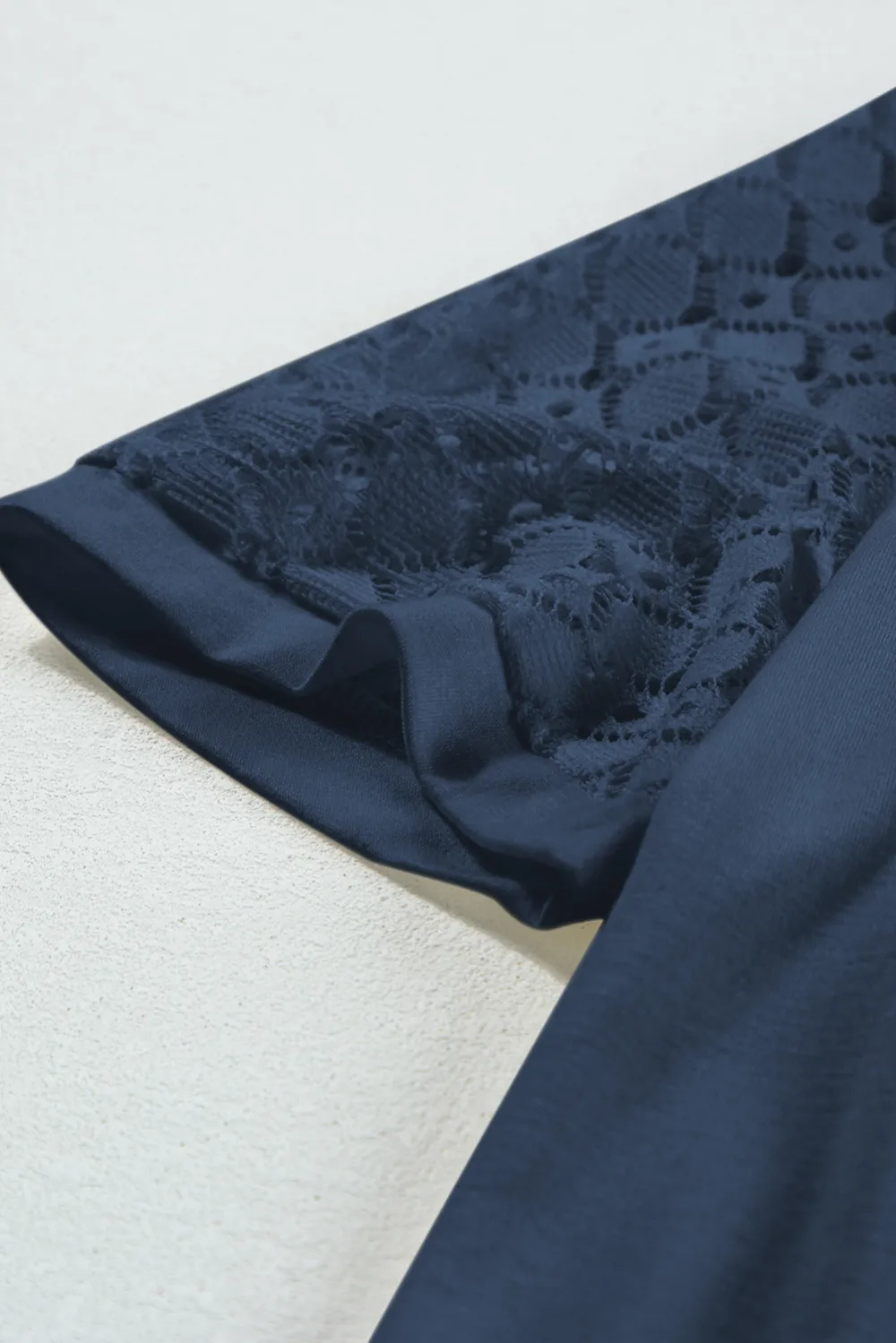 Navy Blue Seamed Detail Contrast Tee