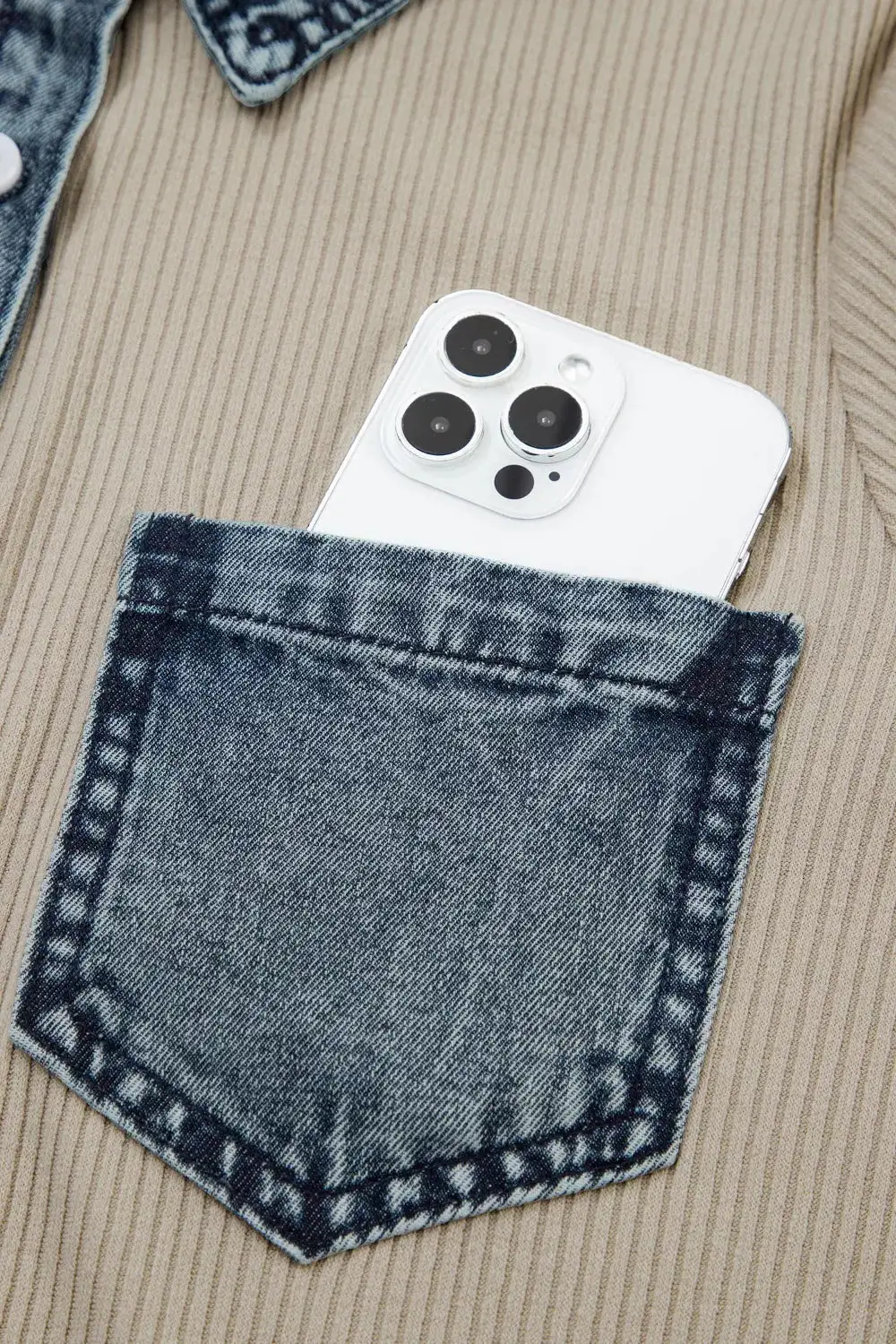 Denim Ribbed Mini Dress