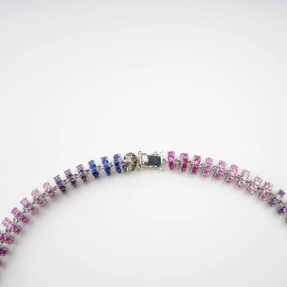 Multicolor Crystal Embellished Sterling Silver Necklace