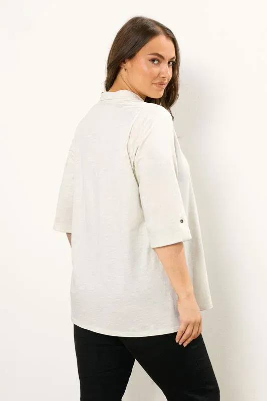 Cream Pintuck Henley Top