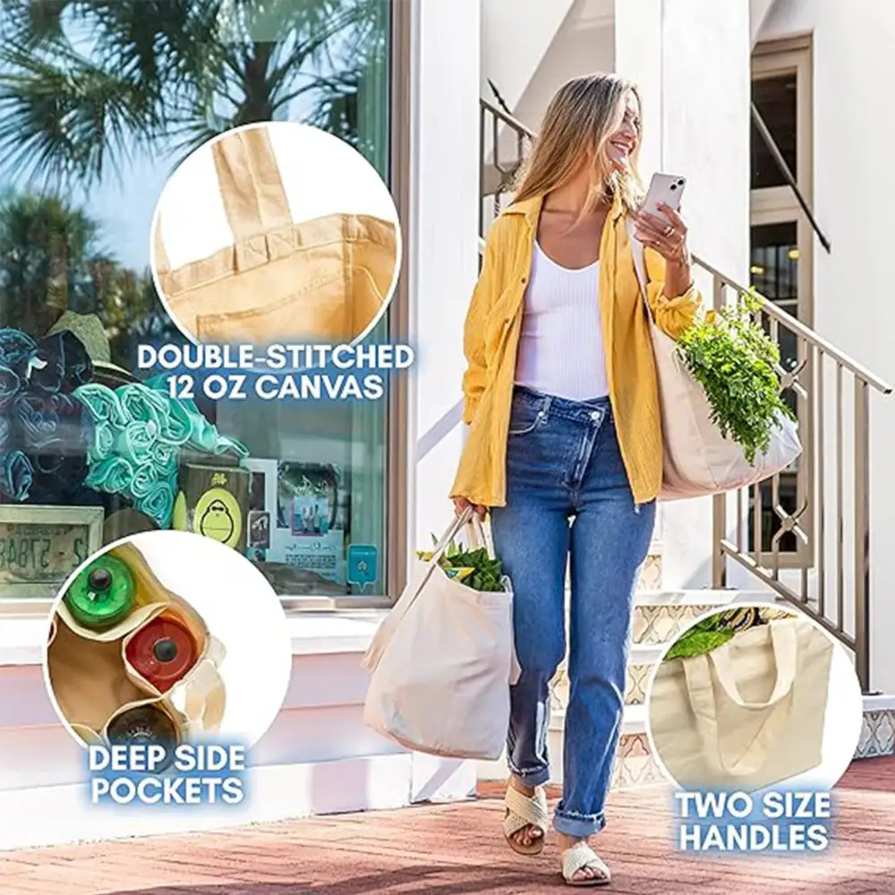 Eco-Friendly Aesthetic Canvas Grocery Tote Bag