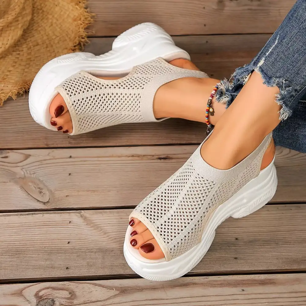 Relaxed Open Toe Wedge Sandals