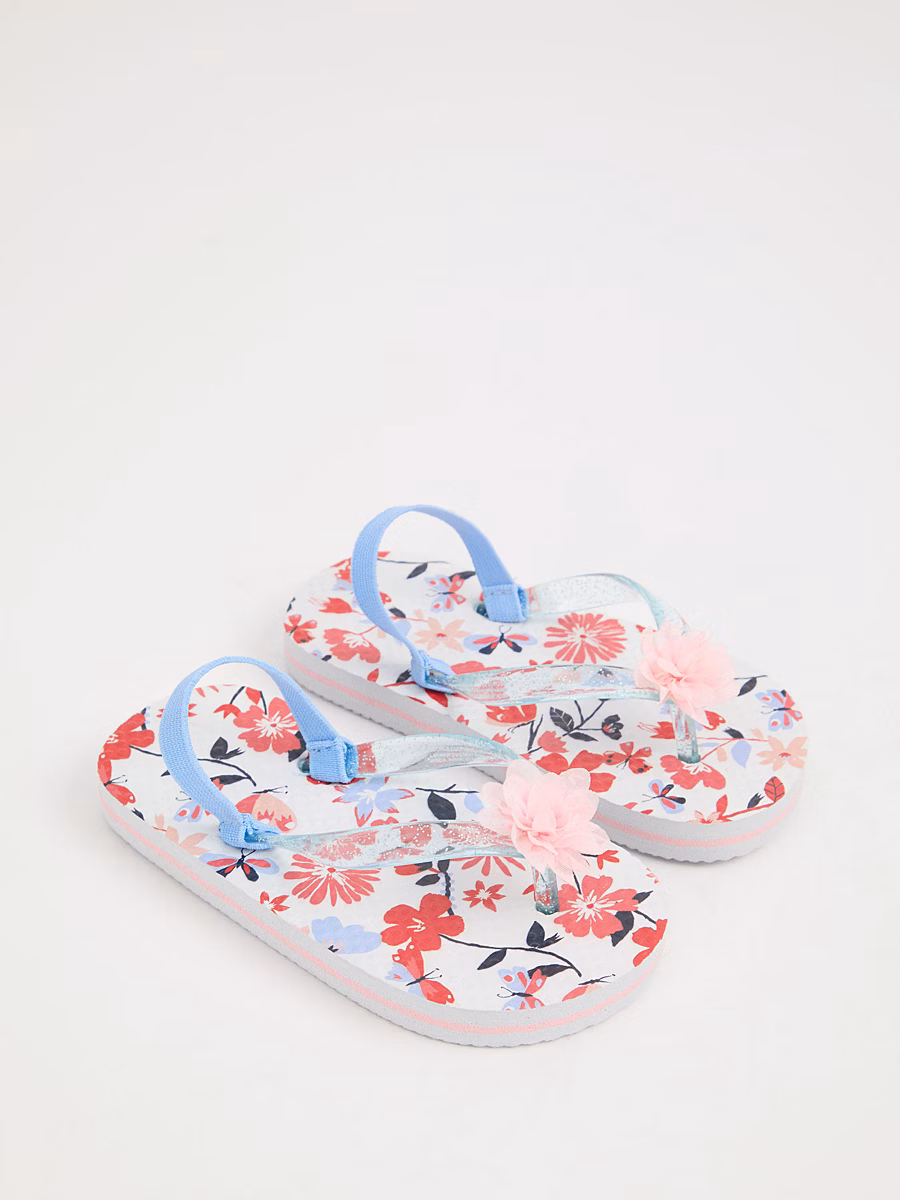 Floral Flip Flops with Backstrap detail 2