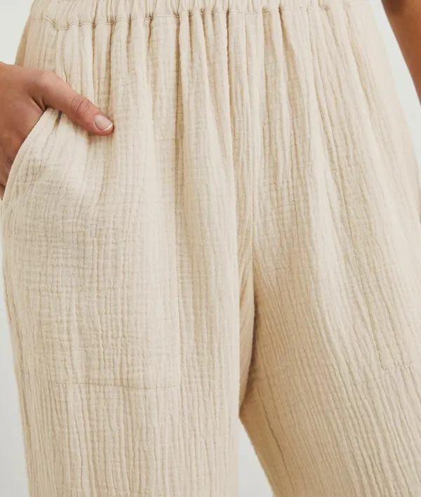 Smocked Waist Crop Pants
