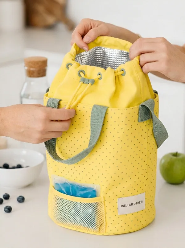 Picnic Lunch Polka Dot Pattern Insulated Printed Cooler Bag