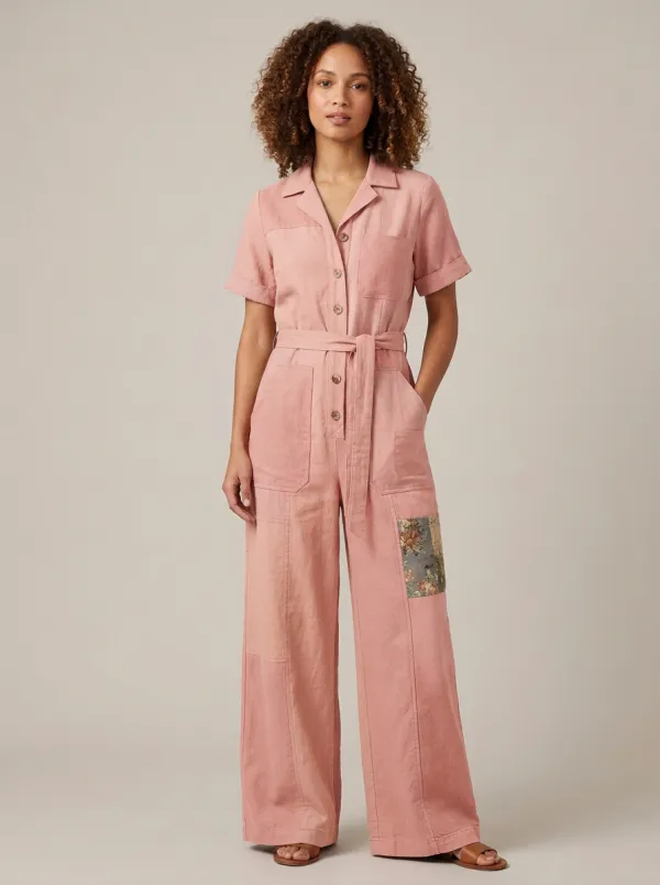Women's Casual Boho Patchwork Colorblock Graphic Jumpsuit