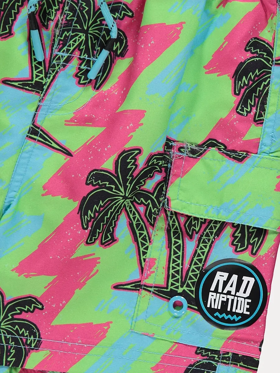 Bright Palm Tree Rad Riptide Swim Shorts