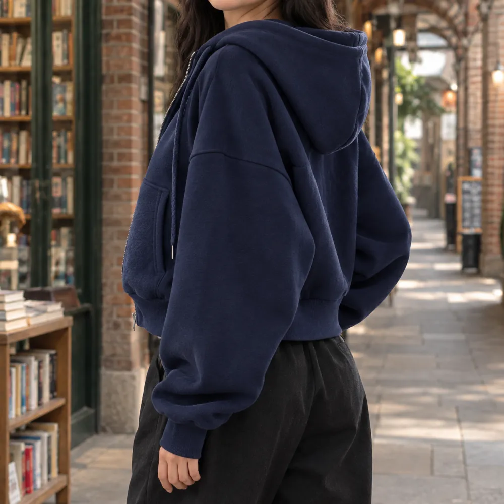 Cropped Soft-Touch Hoodie