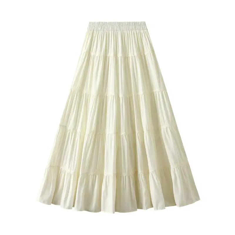 Lace Trim A-Line Long Skirt