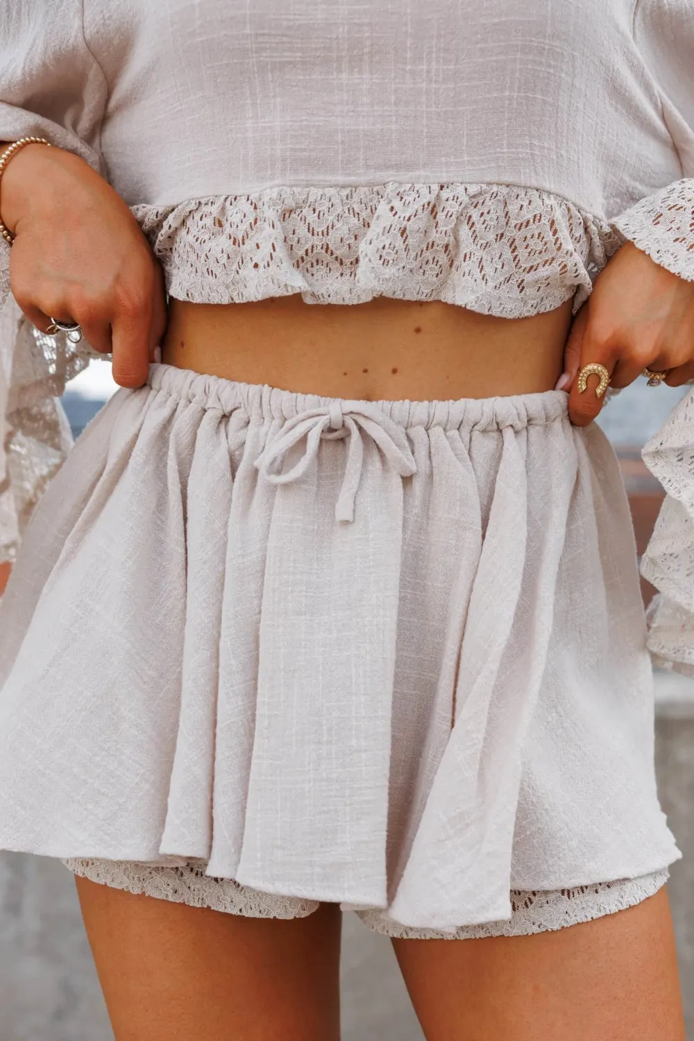 Crochet Cotton Elastic Waist Skort