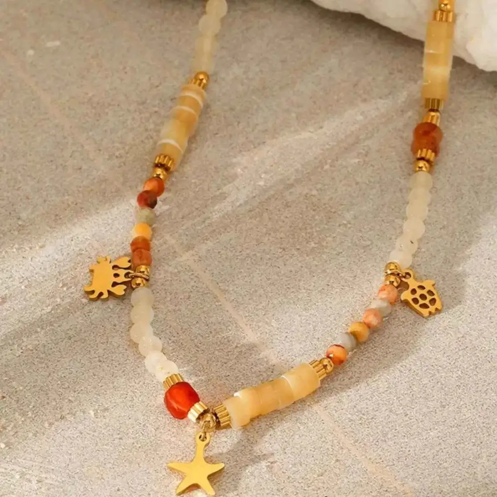 Two Piece 18K Gold Plated Bead Necklace