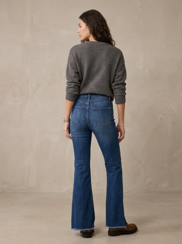 Women's High-Waisted Button-Fly Split-Hem Flared Denim Jeans