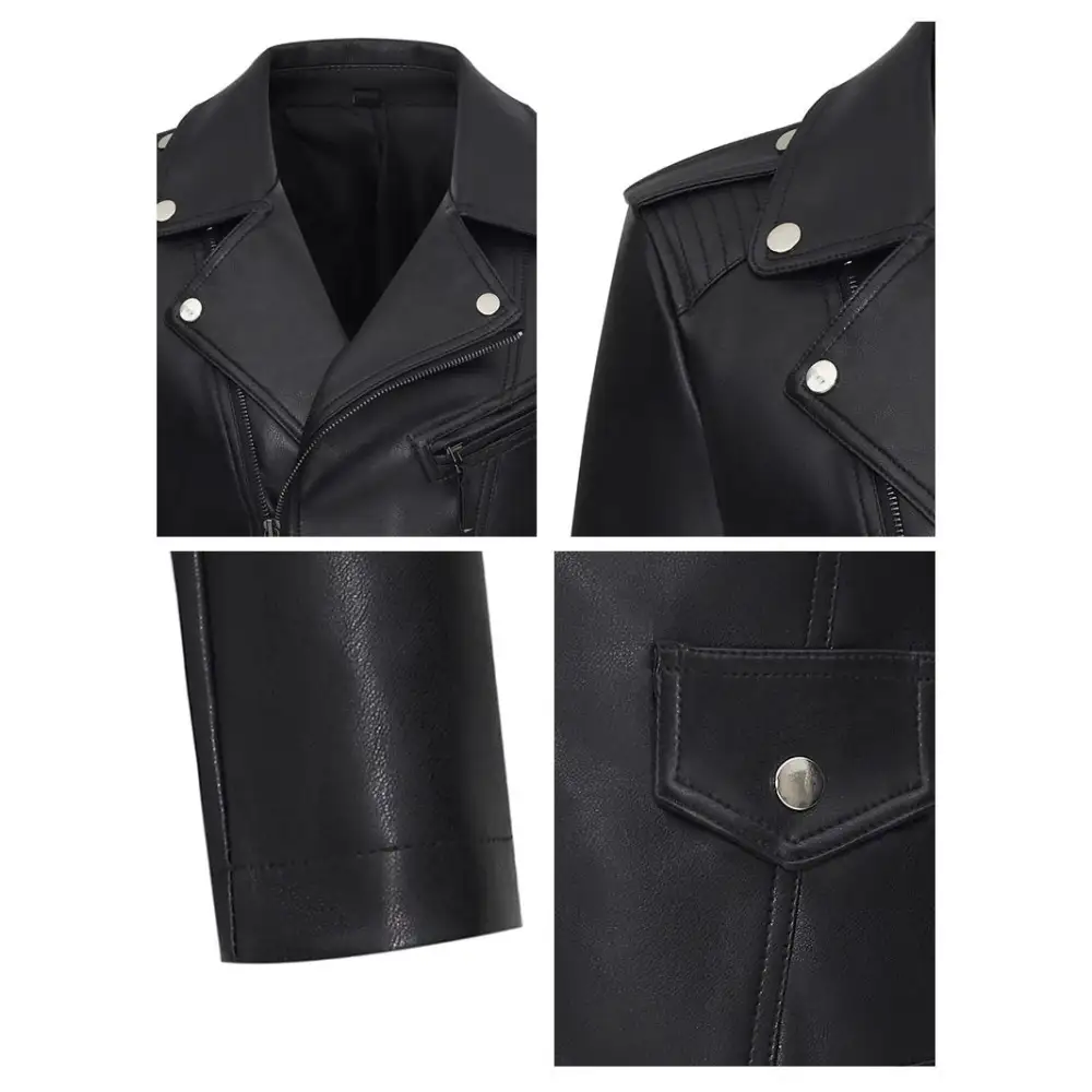 Lapel Leather Casual Outerwear Jacket