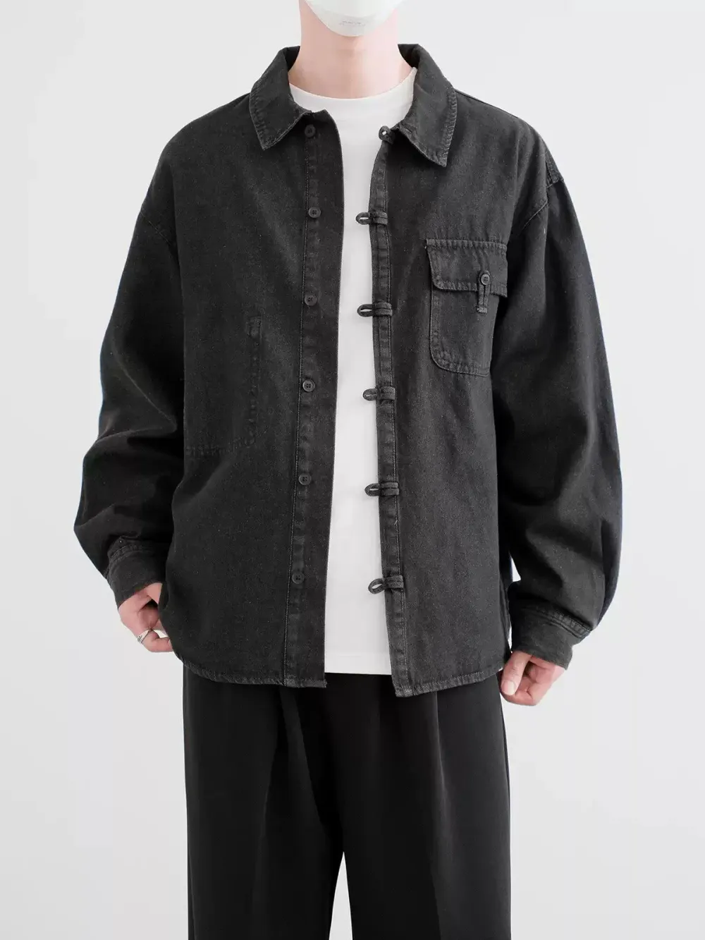 Faded Button-Up Denim Shirt