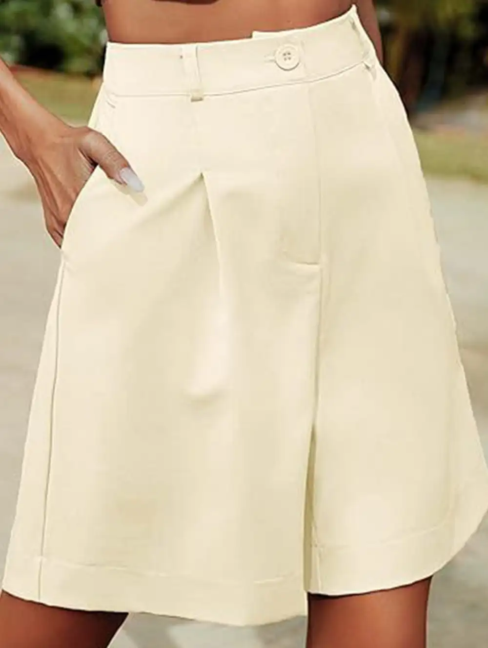 High-Waist Wide-Leg Suit Shorts