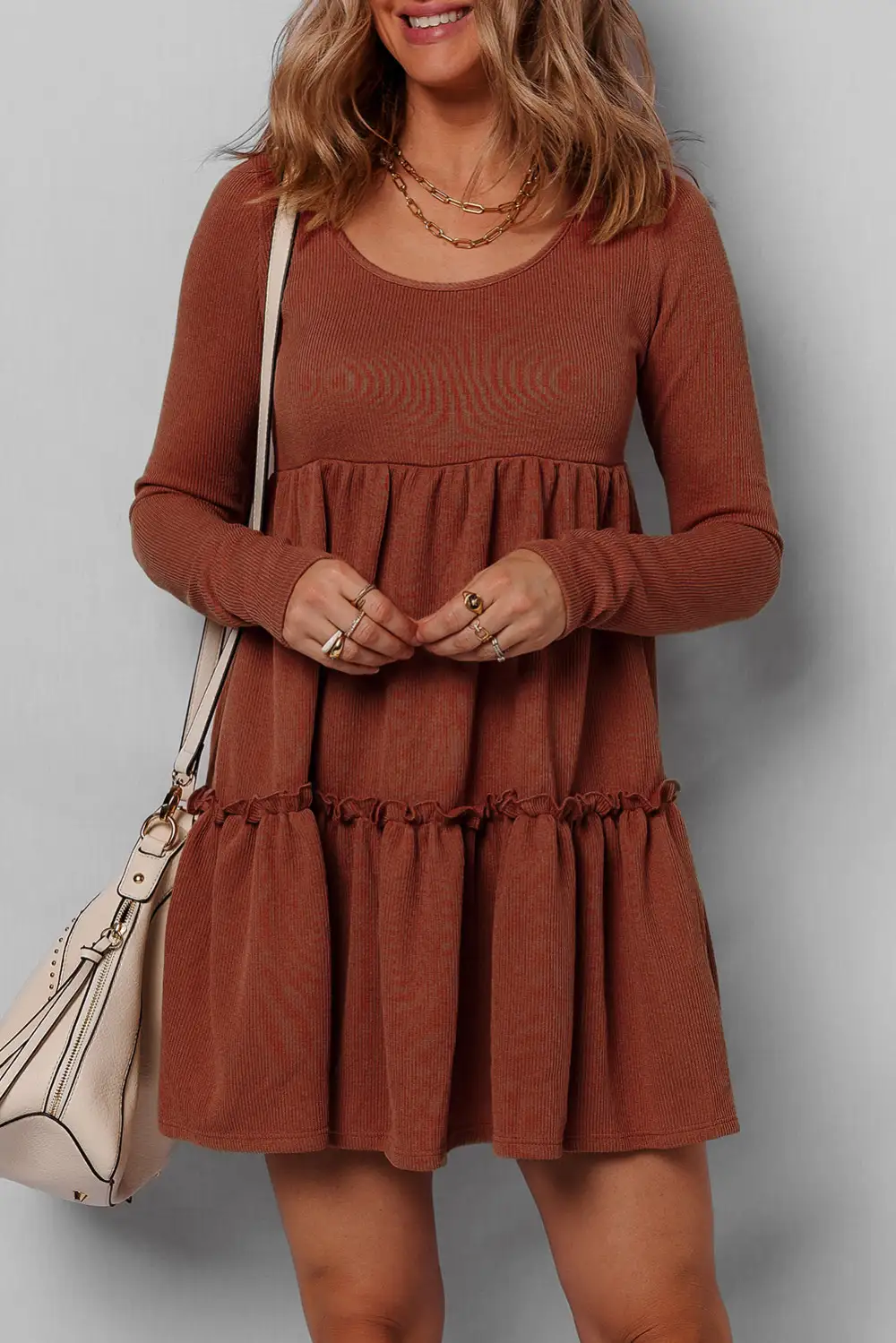 Ribbed Long Sleeve Mini Dress