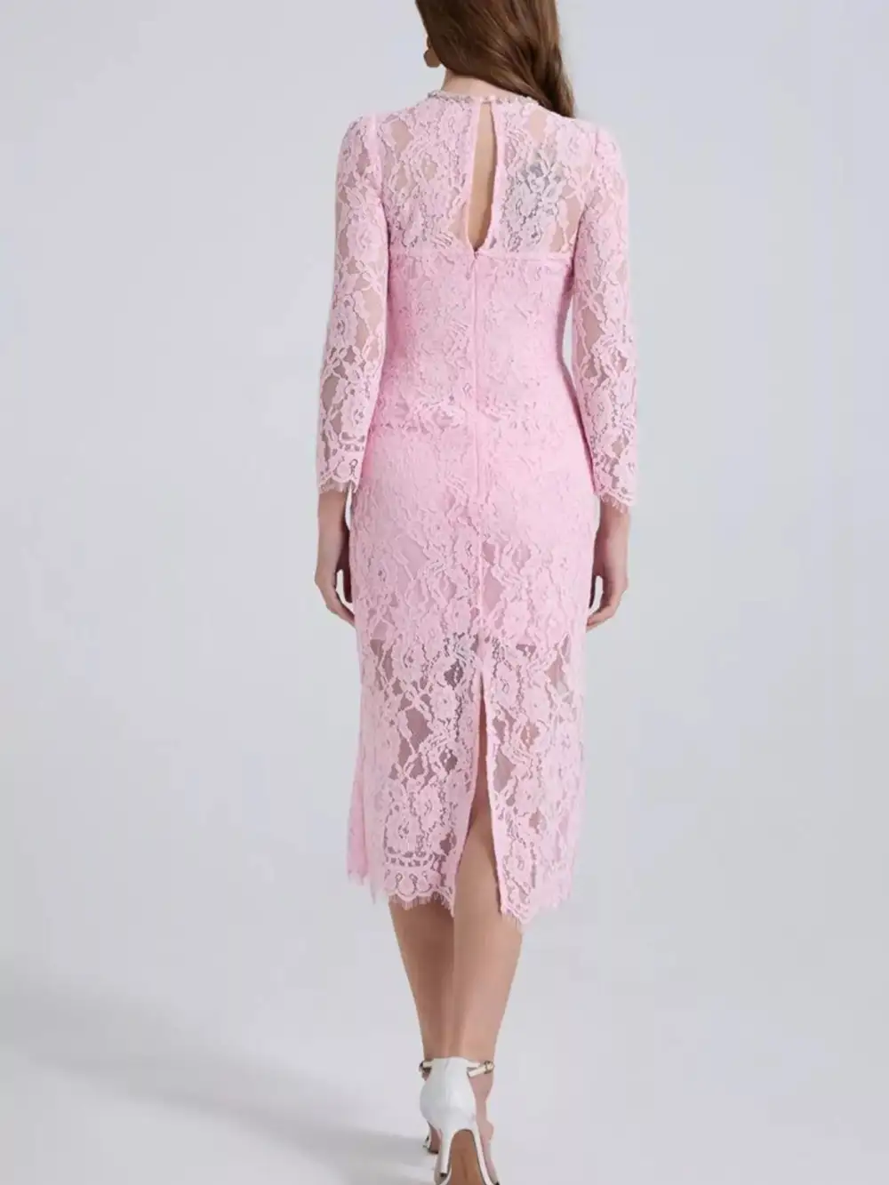Lace Long Sleeve Midi Dress