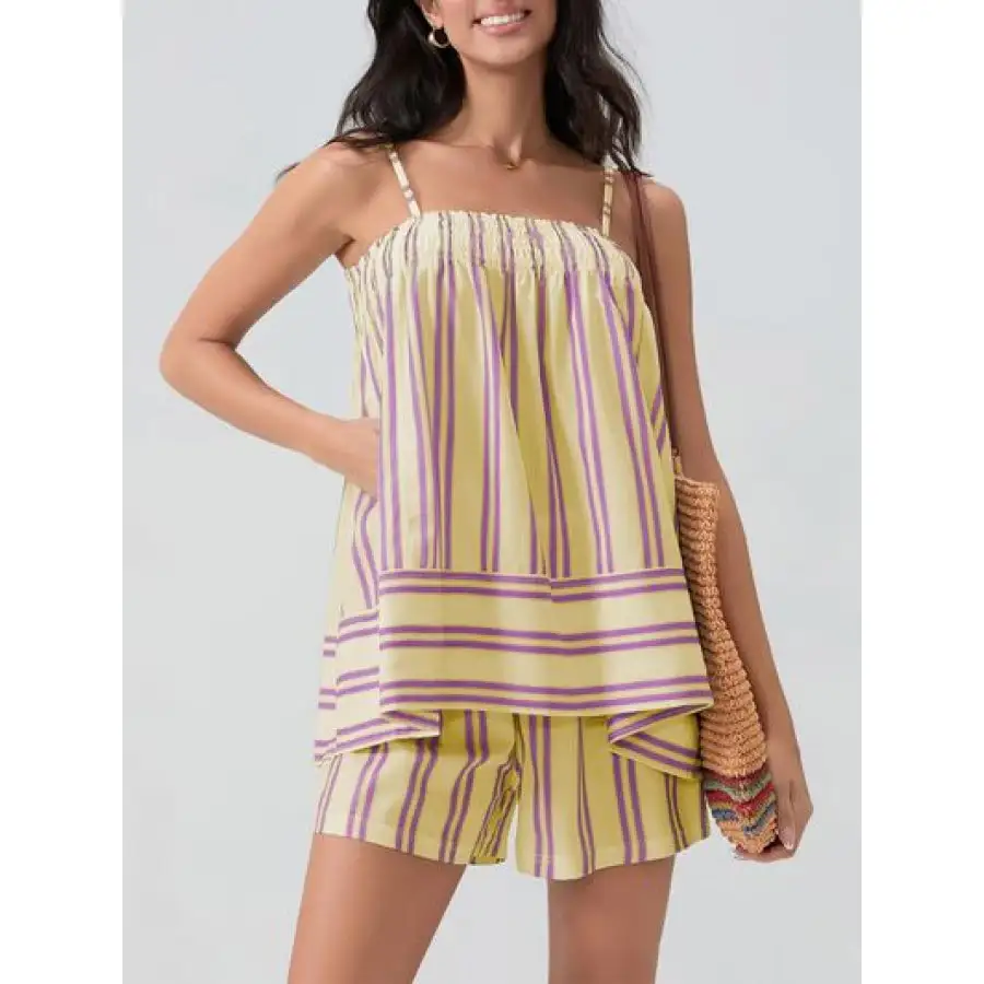 Smocked Square Neck Cami and Shorts Set