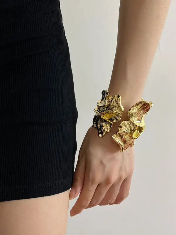 Floral Geometric Alloy Vintage Bracelet And Ring Set