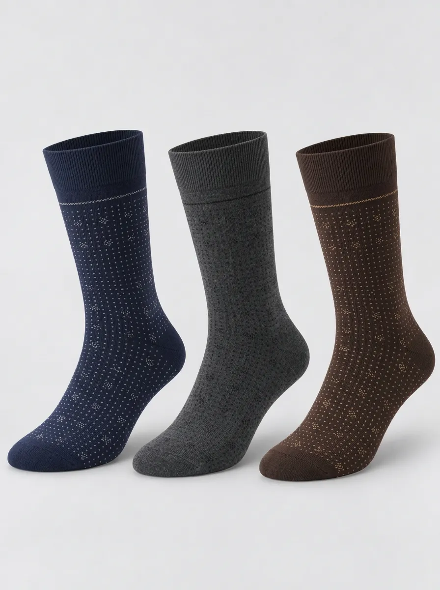 Men's Business Casual Dotted Pattern Printed Socks 3-Pack