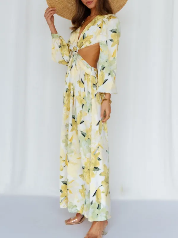 Flower V-Neck Maxi Dress