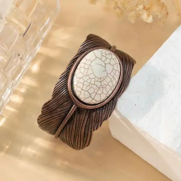 Carved Gem Statement Bangle
