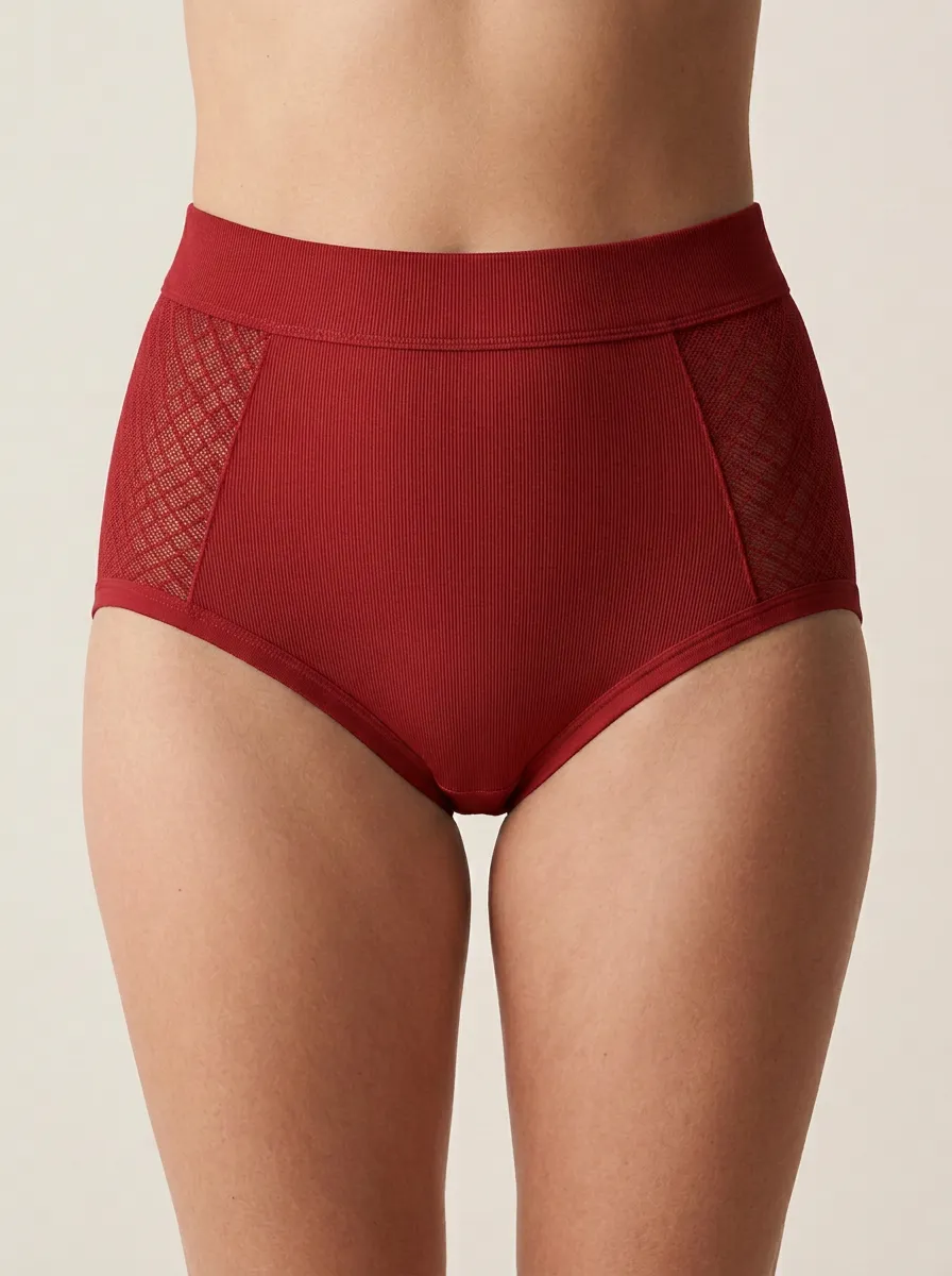 Women's Mesh-Side-Panel Ribbed Panties