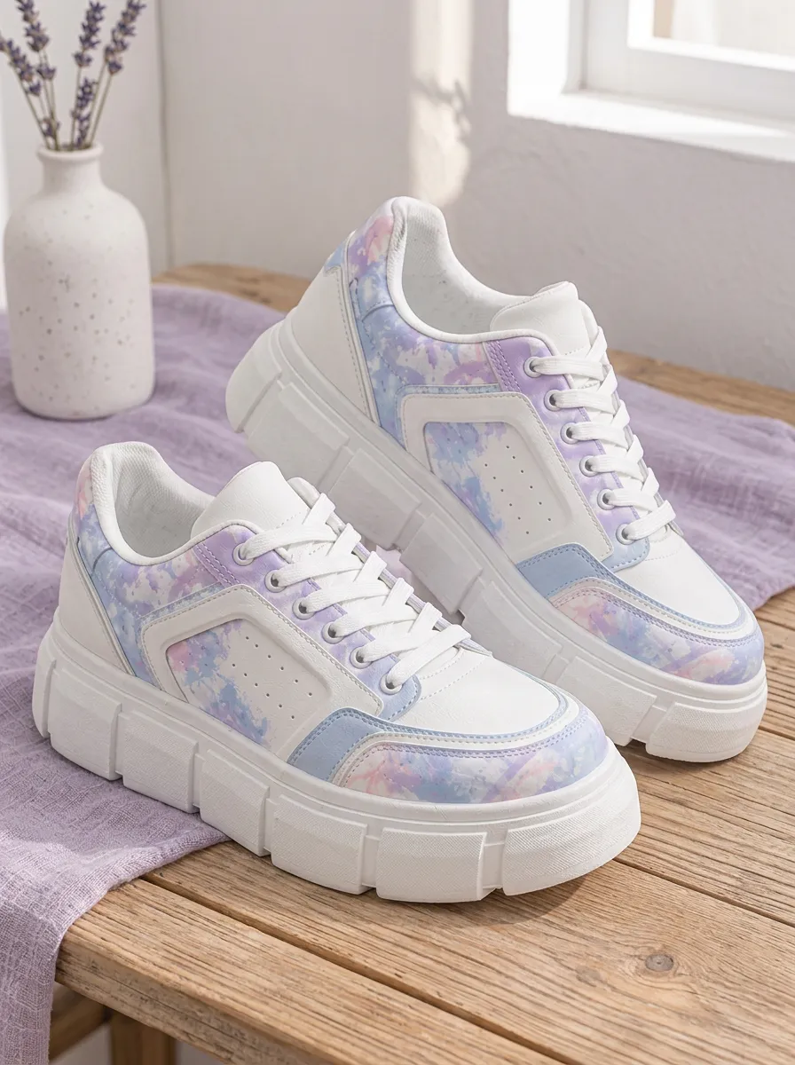 Women's Weekend Pastel Tie-Dye Pattern Skate Shoes