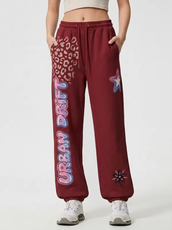 Women's Streetwear Urban Drift Star Flower Printed Joggers