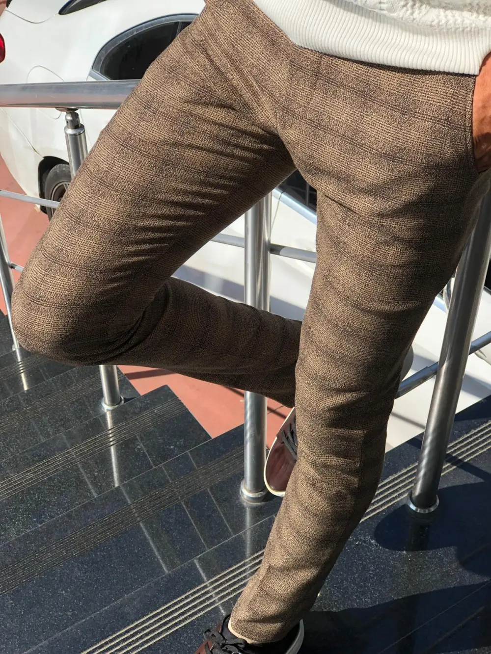 Refined Everyday Slim Fit Plaid Tailored Trousers