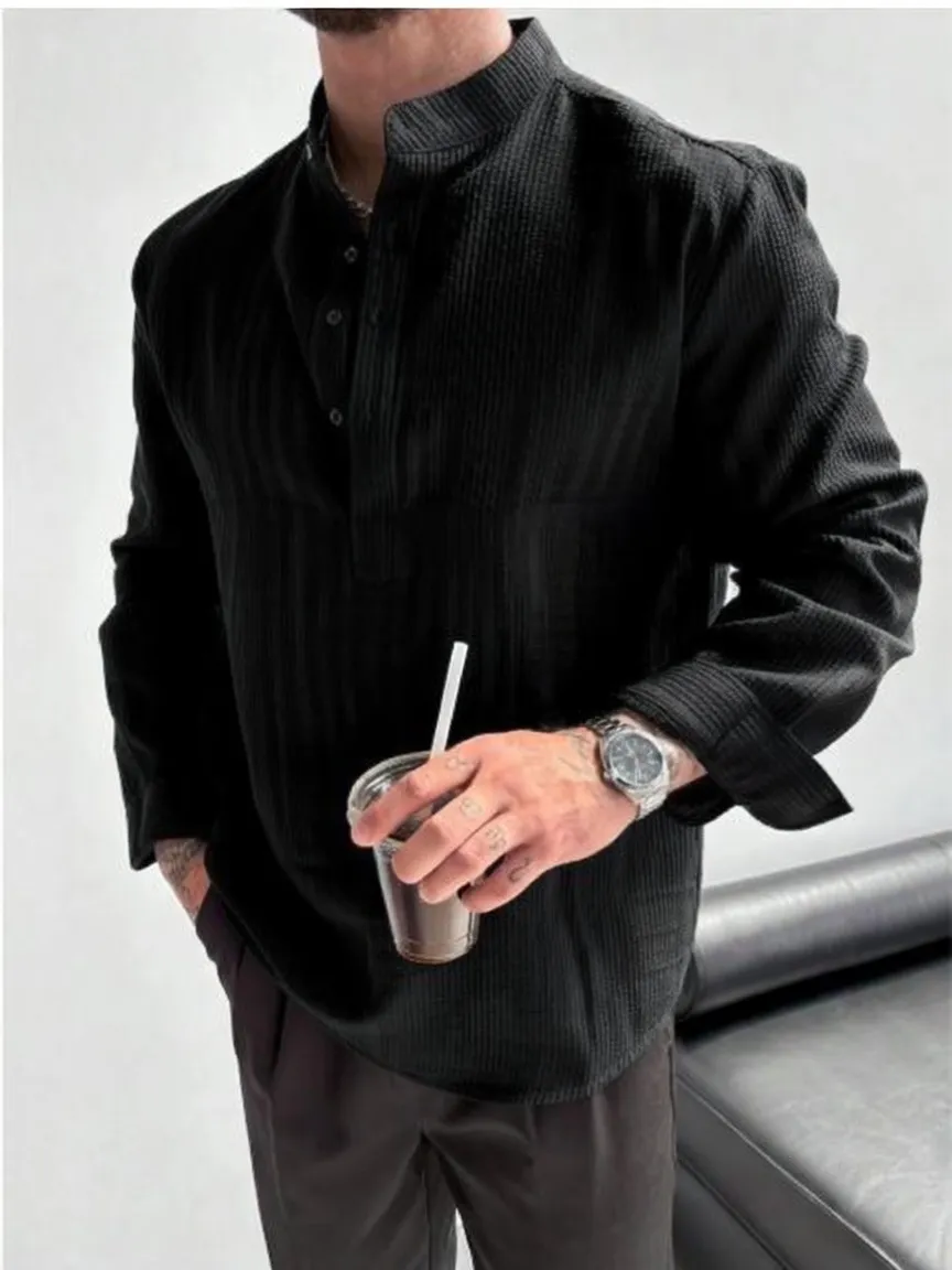 2026 New Men's Striped Long-Sleeve Shirt