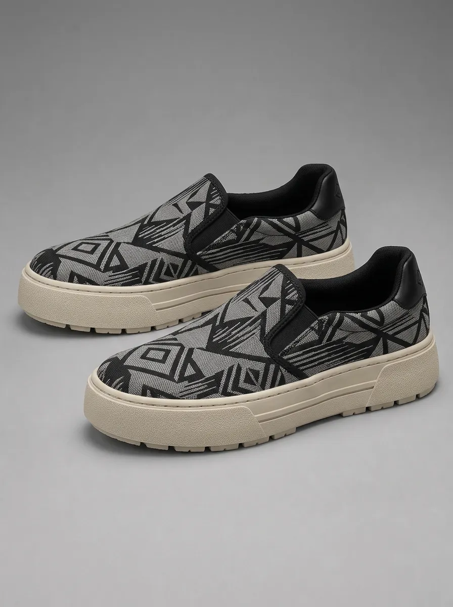 Men's Relaxed Geometric Pattern Skate Shoes