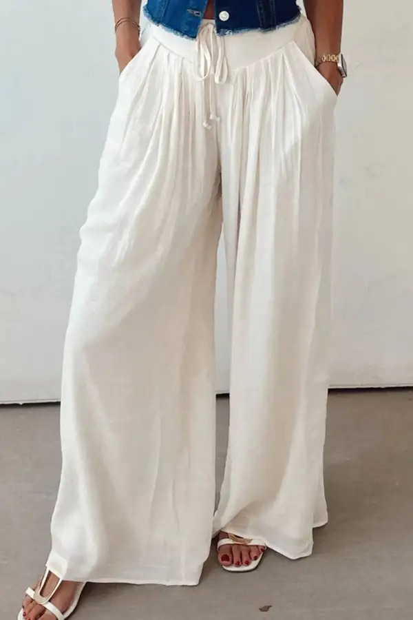 Tie Detail Pleated Pants