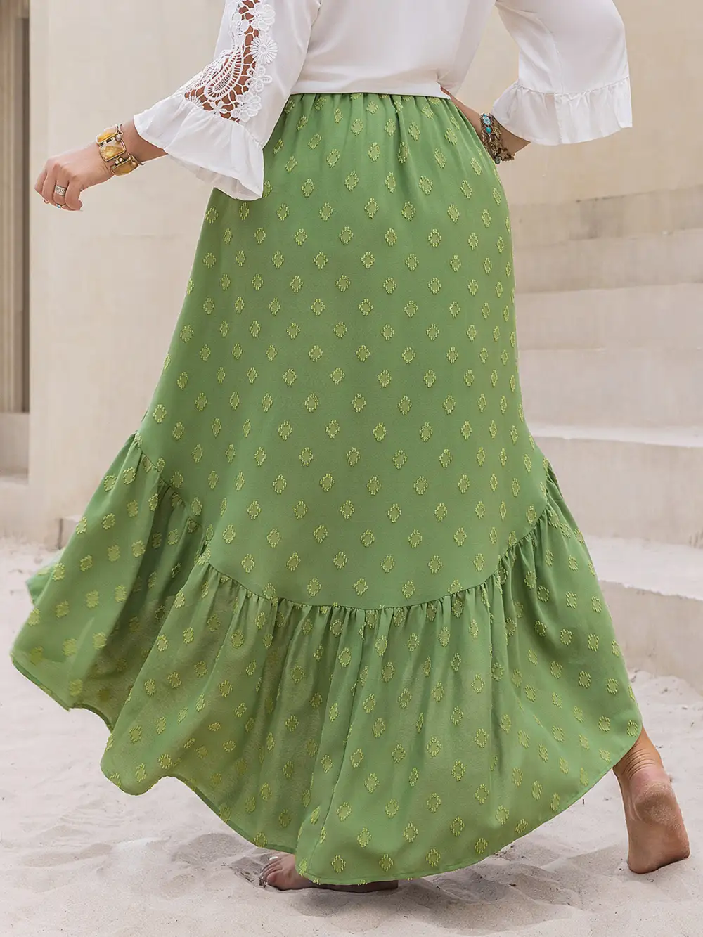 Ruffle Trim Low Skirt