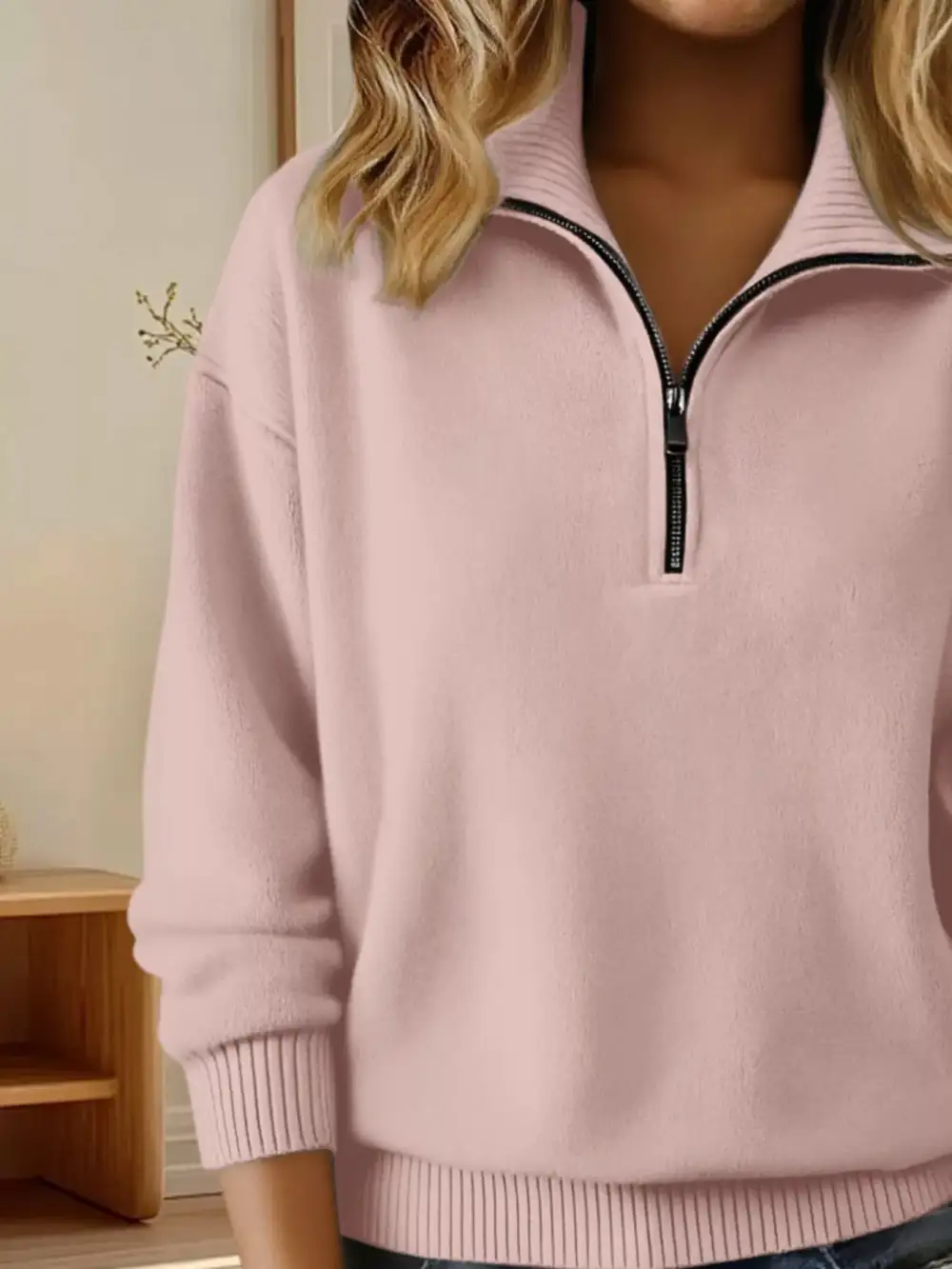 Half-Zip Drop Shoulder Sweater
