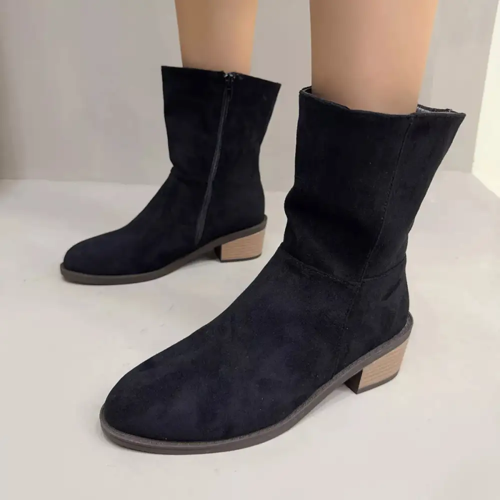 Round Toe Block Heel Ankle Boots