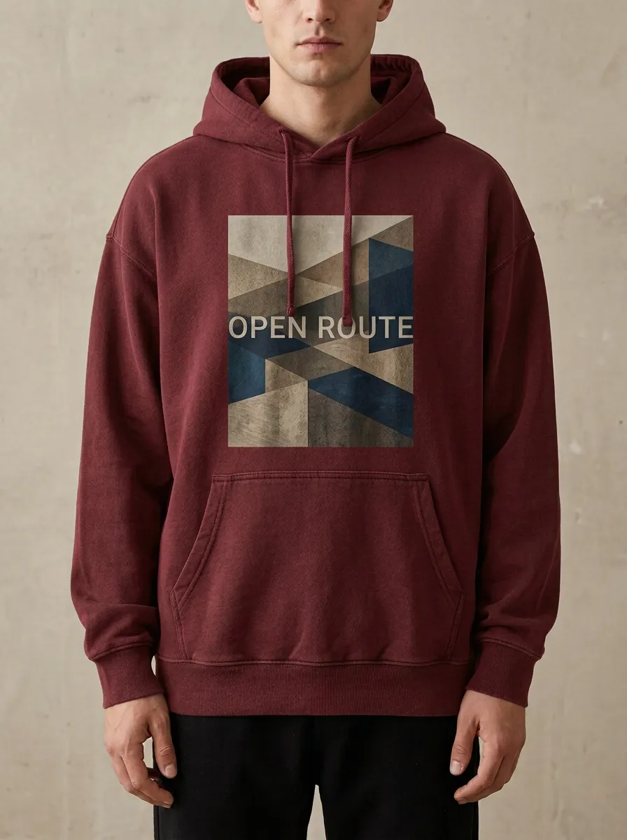 Unisex Rectangular Lettered Chest Graphic Hoodie