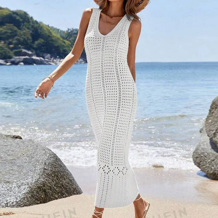 Women's V-Neck Crochet Evening Dress