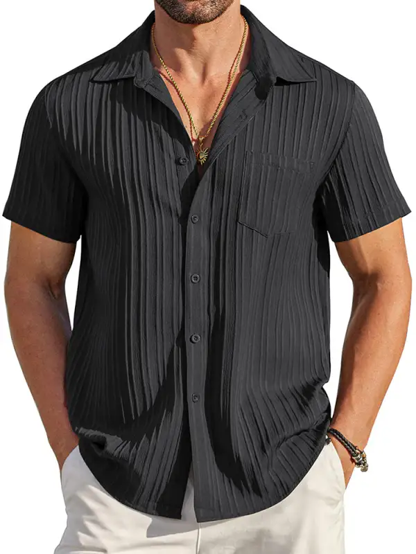 Soft Weave Textured Button Down Shirt