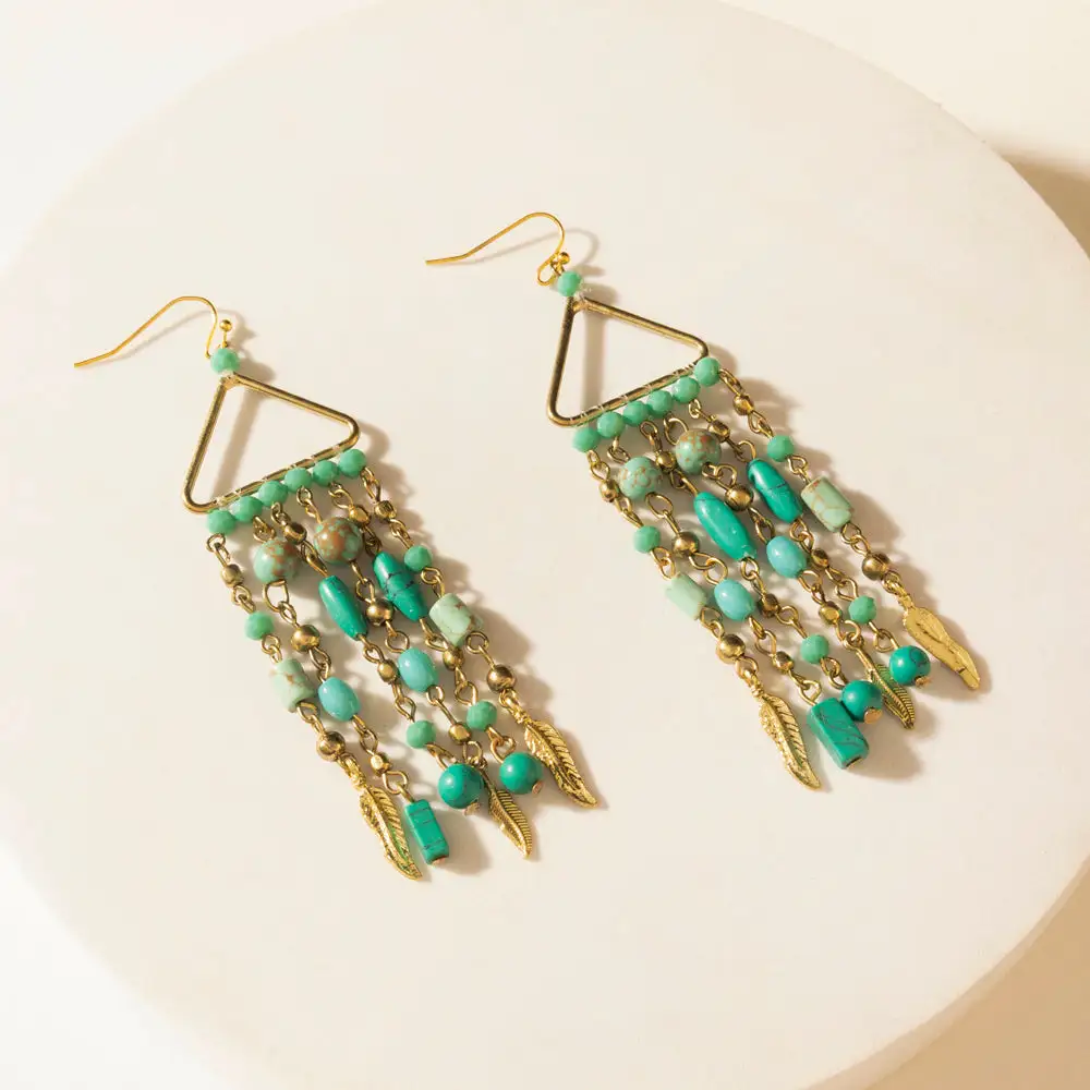 Decorative Streamlined Artful Beaded Earrings