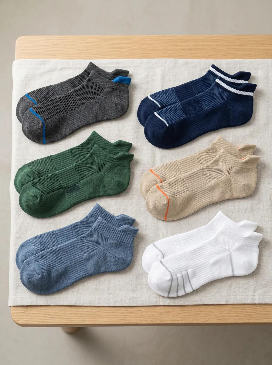 Men's Athletic Mesh Breathable Low Cut Printed Socks 6-Pack